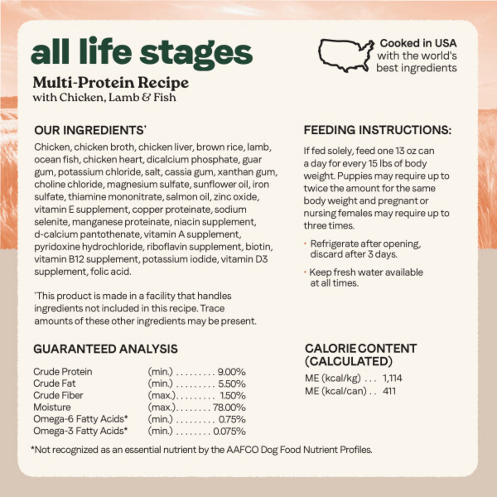 Canidae All Life Stages Wet Dog Food, Multi-Protein Formula with Chicken, Lamb & Fish, 13 oz.