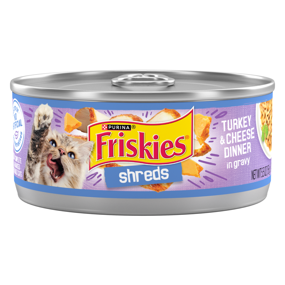 Friskies Savory Shreds Turkey And Cheese Dinner In Gravy Canned Cat Food