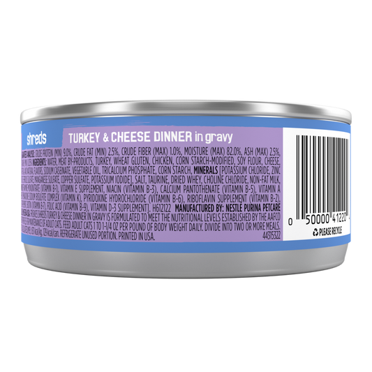 Friskies Savory Shreds Turkey And Cheese Dinner In Gravy Canned Cat Food