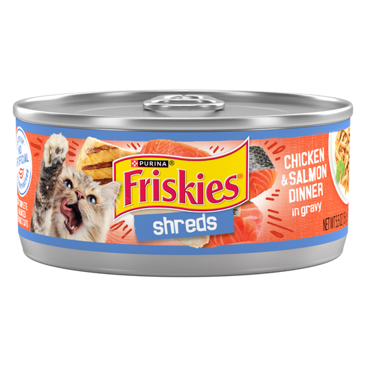 Friskies Savory Shreds Chicken And Salmon Dinner In Gravy Canned Cat Food