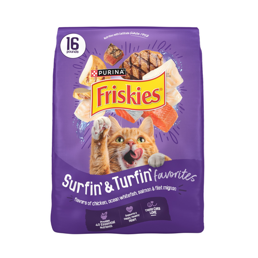 Friskies Cat Food Surfin and Turfin Favorites Dry Cat Food