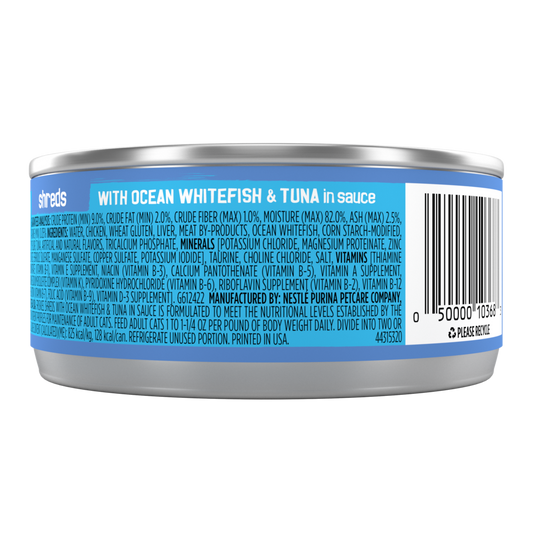 Friskies Savory Shreds Ocean Whitefish and Tuna Wet Cat Food
