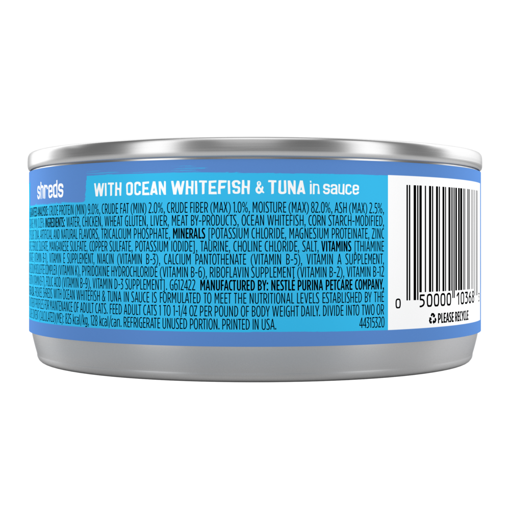 Friskies Savory Shreds Ocean Whitefish and Tuna Wet Cat Food