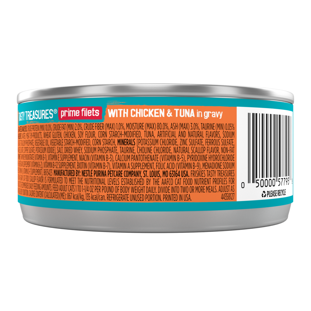Friskies Tasty Treasures Gravy Chicken Tuna and Scallop Wet Cat Food