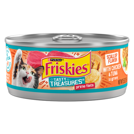Friskies Tasty Treasures Gravy Chicken Tuna and Scallop Wet Cat Food