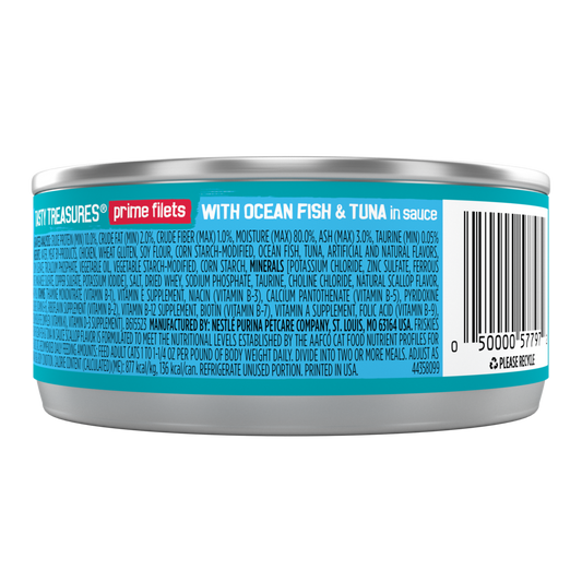 Friskies Tasty Treasures Prime Fillet Ocean Fish Tuna Scallop Wet Cat Food