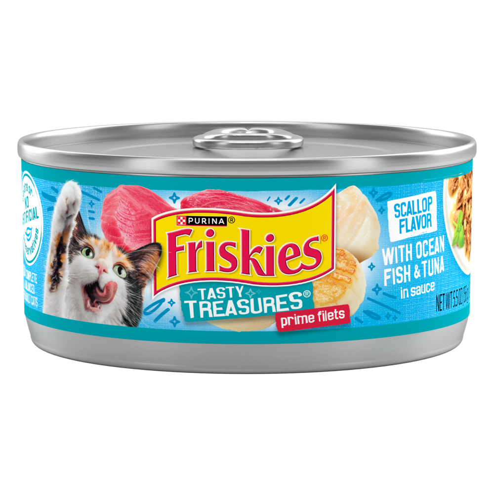 Friskies Tasty Treasures Prime Fillet Ocean Fish Tuna Scallop Wet Cat Food