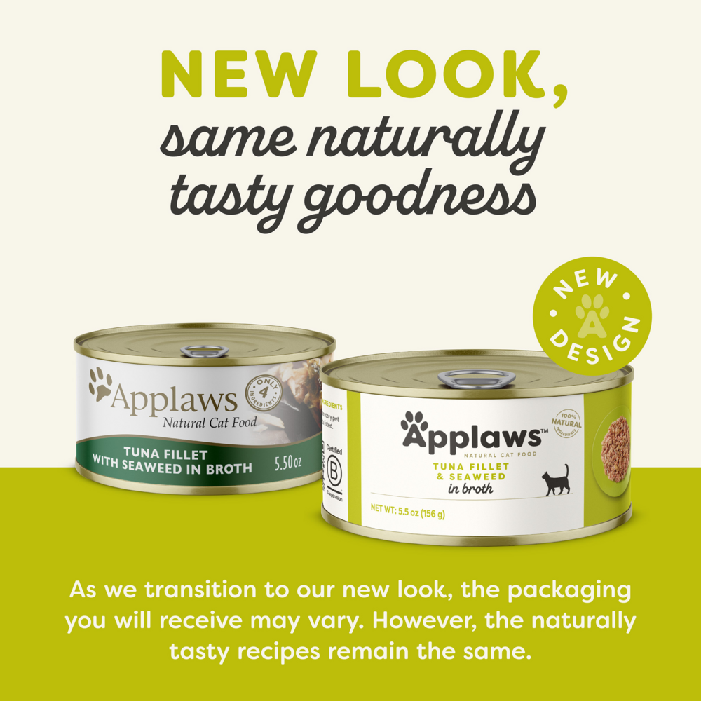 Applaws Natural Tuna with Seaweed in Broth Can Cat Food