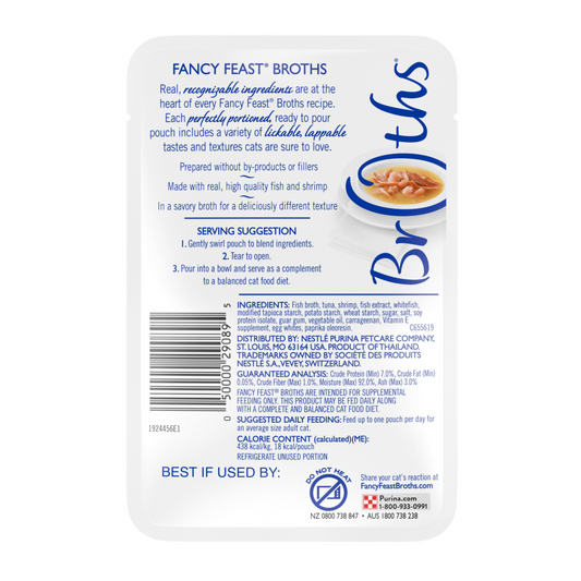 Purina Fancy Feast Classic Broths Tuna Shrimp and Whitefish Wet Cat Food