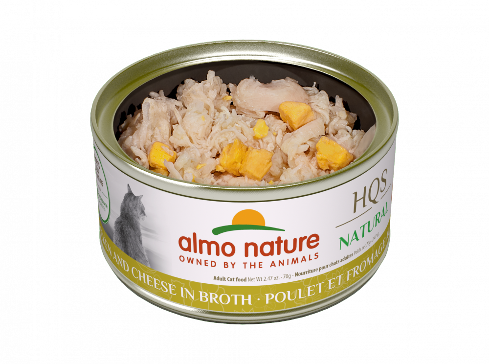 Almo Nature HQS Natural Cat Grain Free Chicken and Cheese In Broth Canned Cat Food