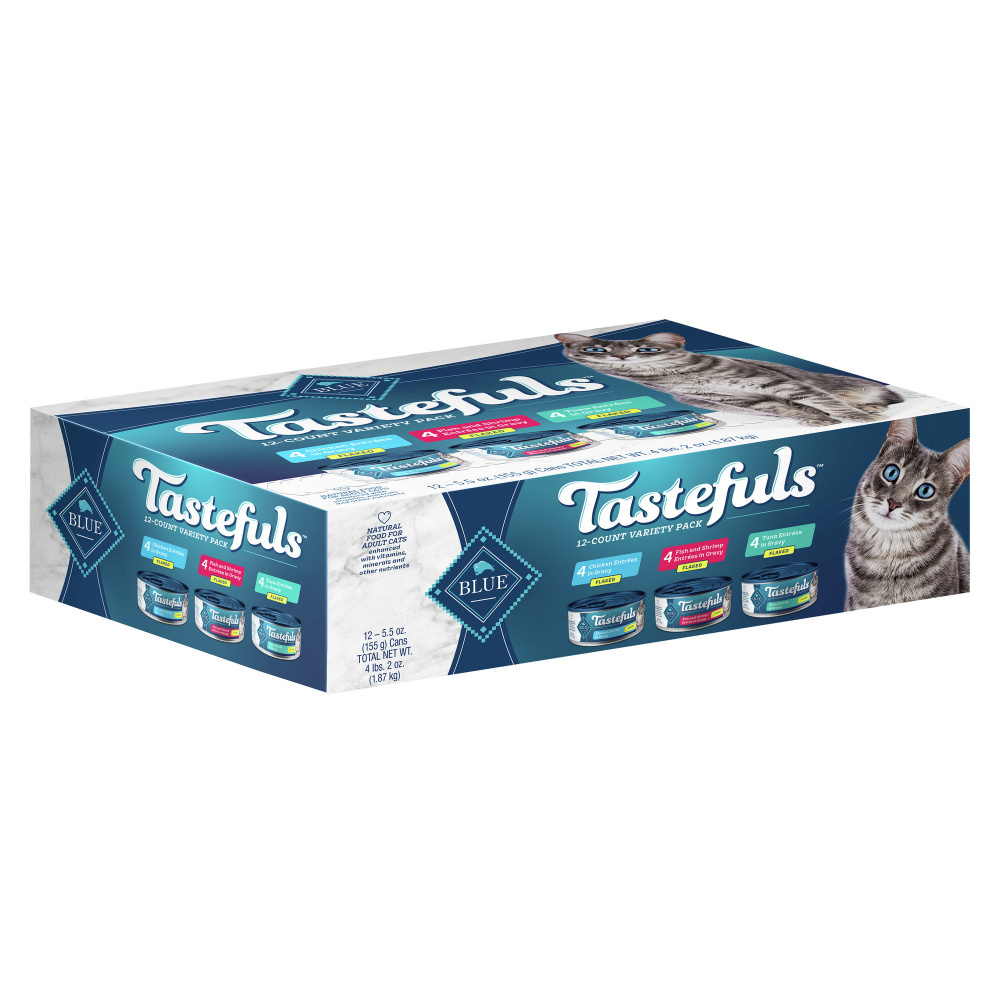 Blue Buffalo Tastefuls Adult Natural Flaked Variety Pack with Tuna, Chicken, and Fish & Shrimp Entrees in Gravy Wet Cat Food