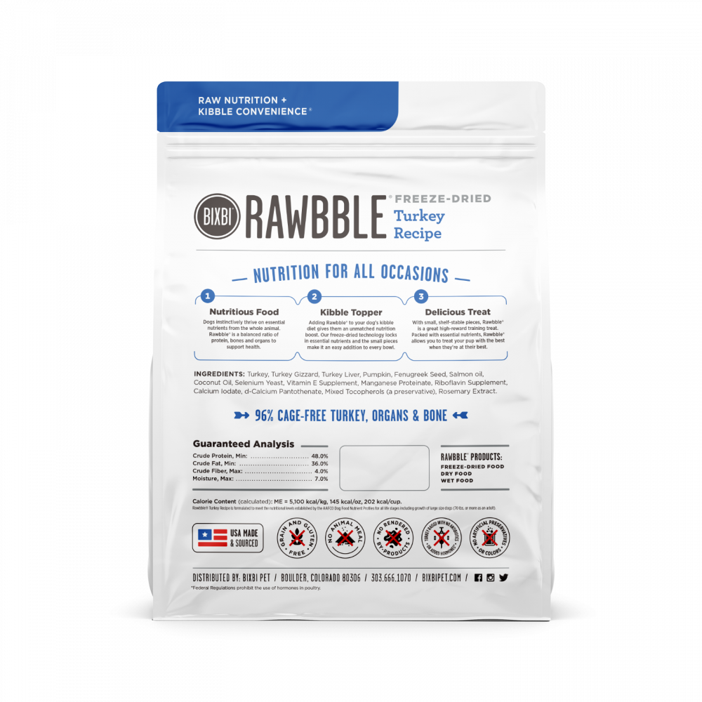 BIXBI Rawbble Freeze Dried Turkey