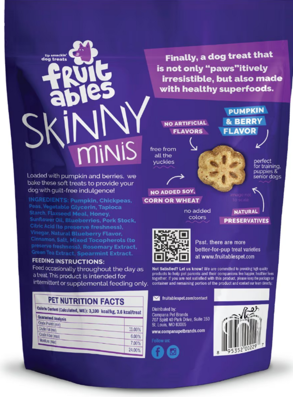 Fruitables Skinny Mini Pumpkin & Blueberry Dog Treats