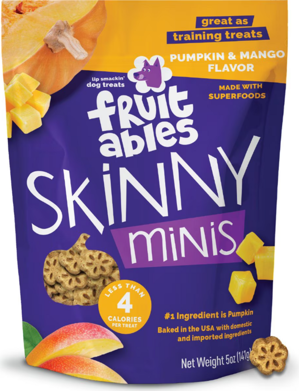 Fruitables Chewy Skinny Minis Pumpkin Mango Flavor Dog Treats