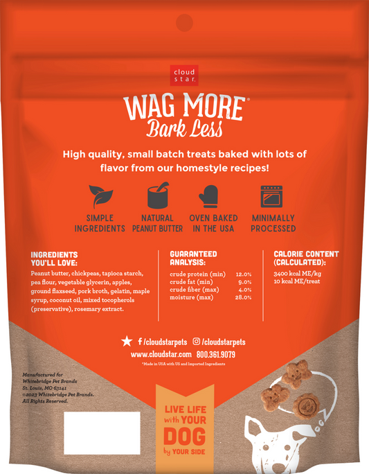 Cloud Star Wag More Bark Less Soft Chews Grain Free Peanut Butter & Apples Dog Treats