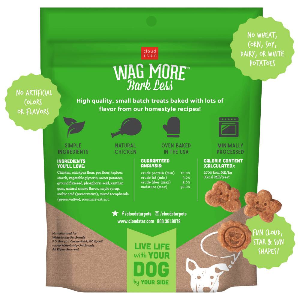 Cloud Star Wag More Bark Less Soft Chews Grain Free Chicken & Sweet Potato Dog Treats