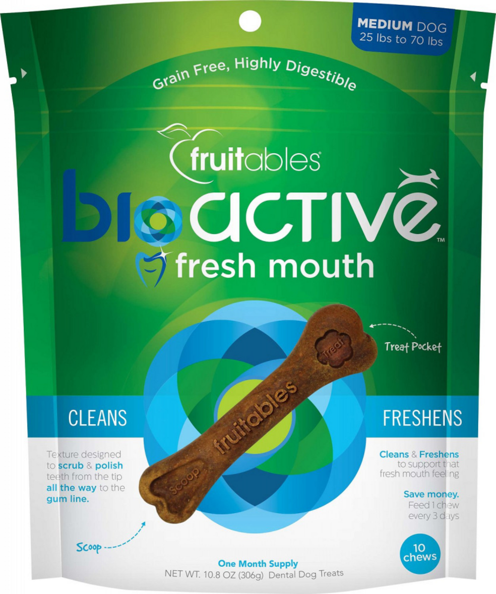 Fruitables BioActive Fresh Mouth Grain Free Dental Chews for Dogs