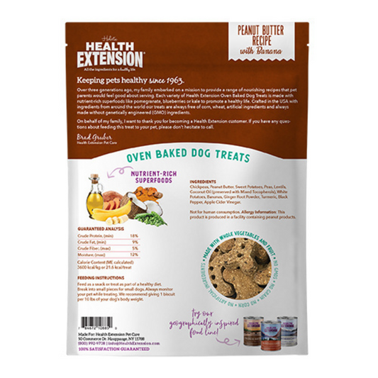 Health Extension Oven Baked Peanut Butter and Banana Dog Treats