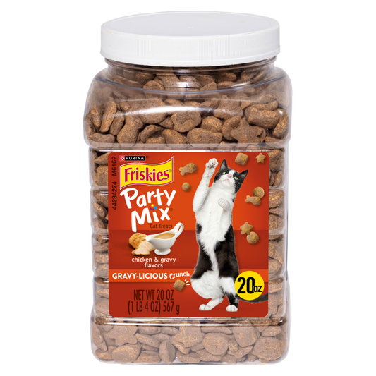 Friskies Party Mix Crunch Gravylicious Chicken & Gravy Flavors Cat Treats