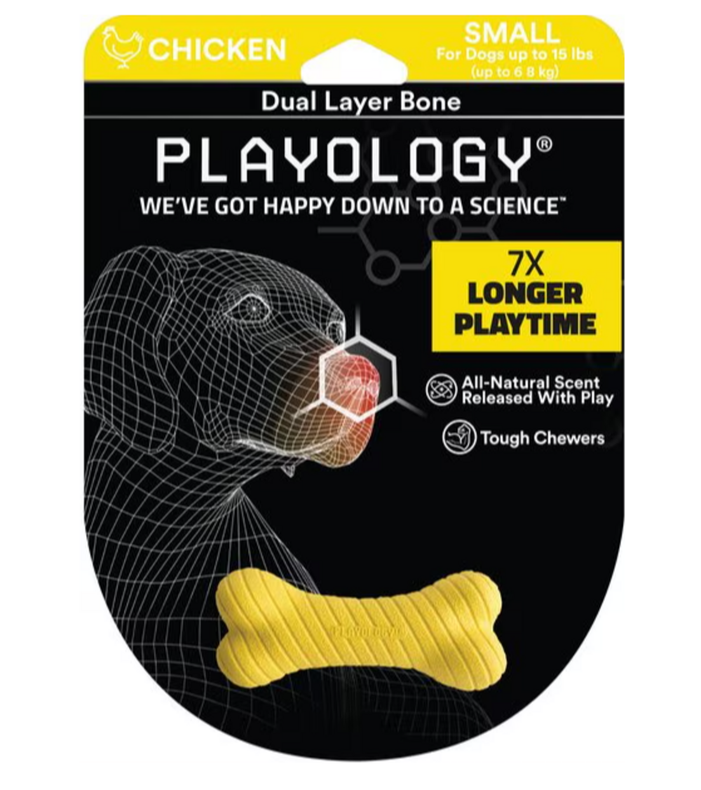 Playology Dual Layer Bone Chicken Scented Dog Toy