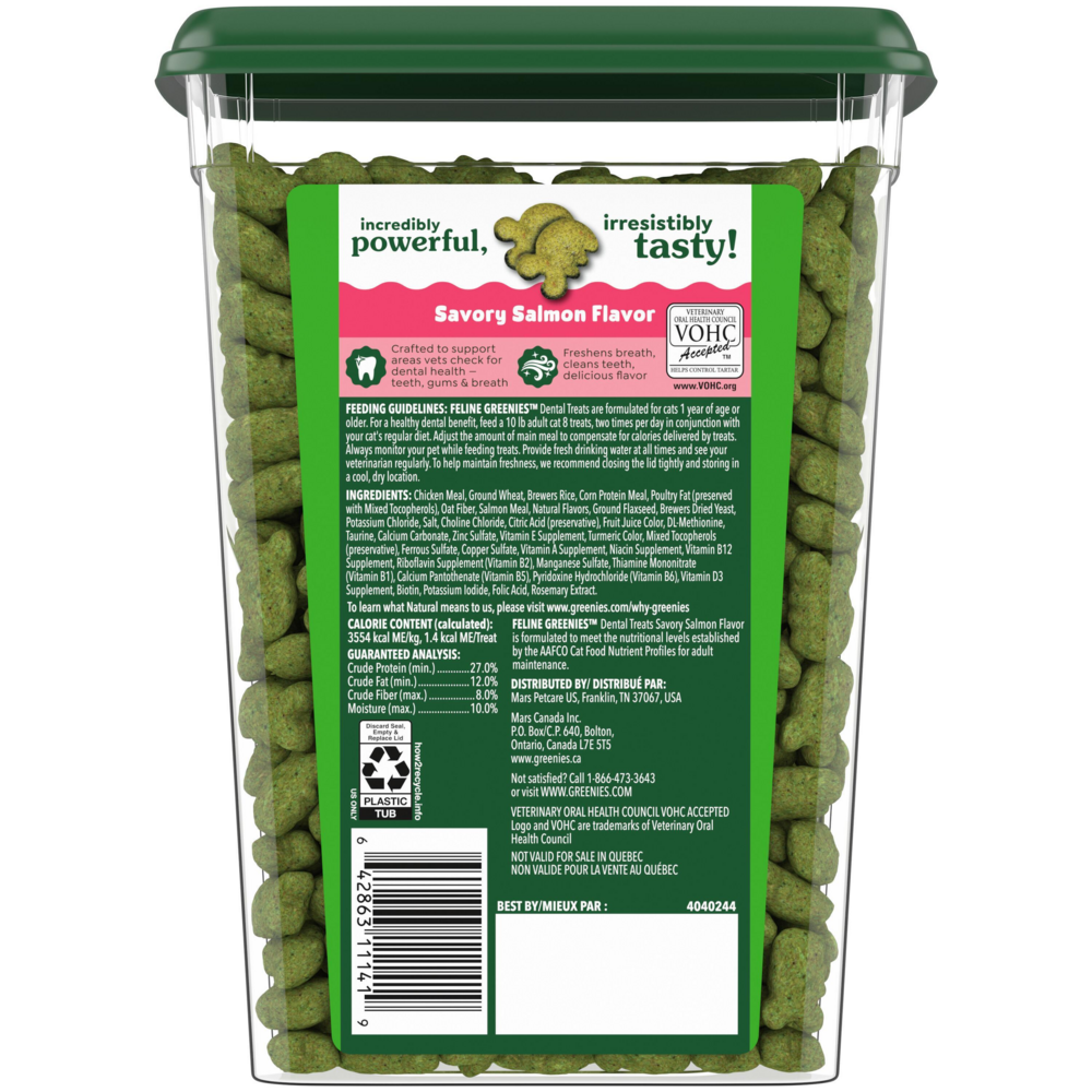 Feline Greenies Adult Dental Savory Salmon Flavor Cat Treats