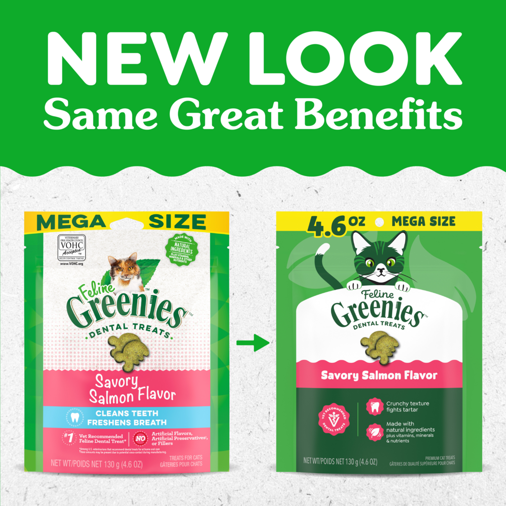 Feline Greenies Adult Natural Dental Care Savory Salmon Flavor Cat Treats