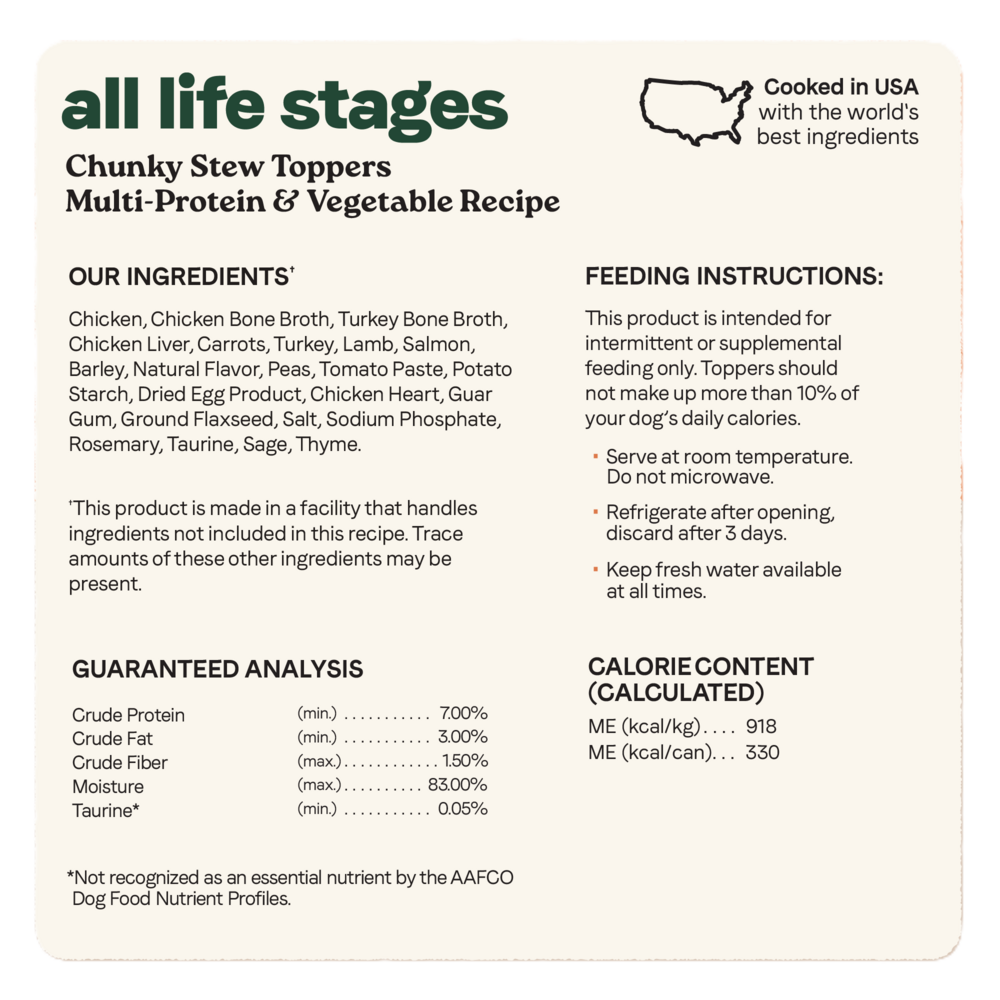 Canidae All Life Stages Wet Dog Food, Chunky Stew Toppers, Multi-Protein & Vegetable Recipe, 12.7 oz.