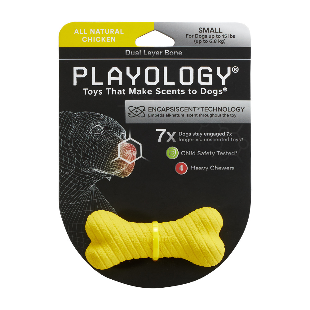 Playology Dual Layer Bone Chicken Scented Dog Toy