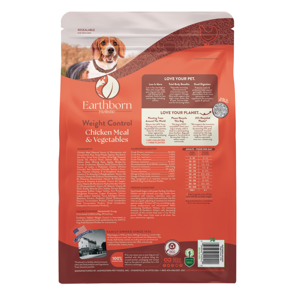 Earthborn Holistic Weight Control Chicken Meal & Vegetables Grain Free Dry Dog Food