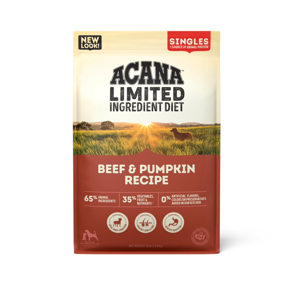 Acana Singles, Beef & Pumpkin Recipe, Limited Ingredient Diet Dry Dog Food
