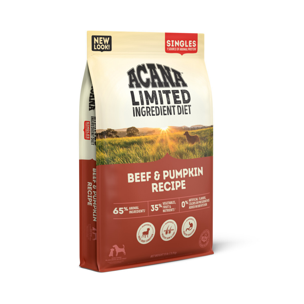Acana Singles, Beef & Pumpkin Recipe, Limited Ingredient Diet Dry Dog Food