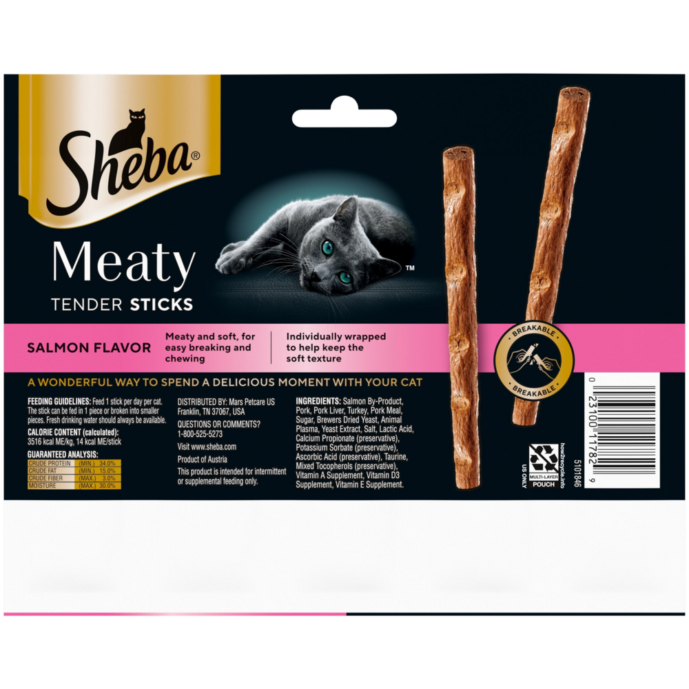 Sheba Grain Free Meaty Tender Sticks with Salmon Cat Treats