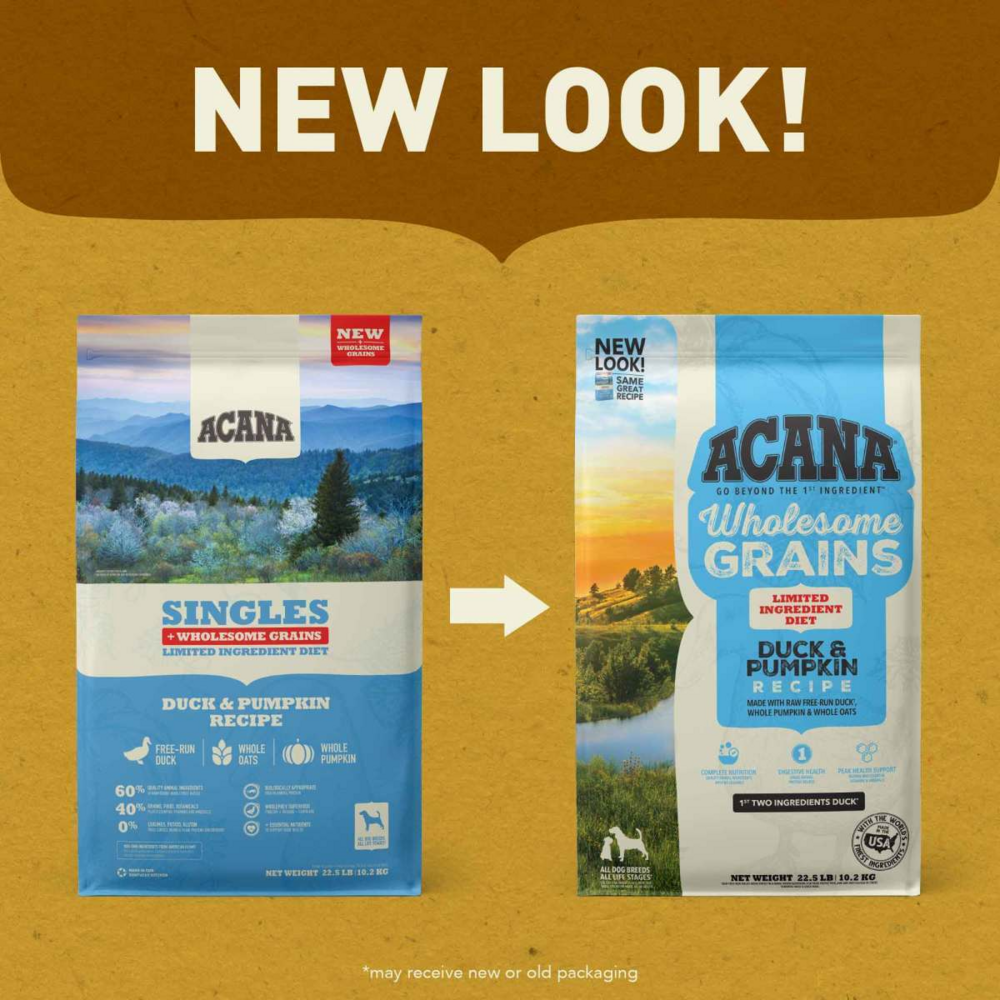 Acana Wholesome Grains, Duck & Pumpkin Recipe, Limited Ingredient Diet Dry Dog Food
