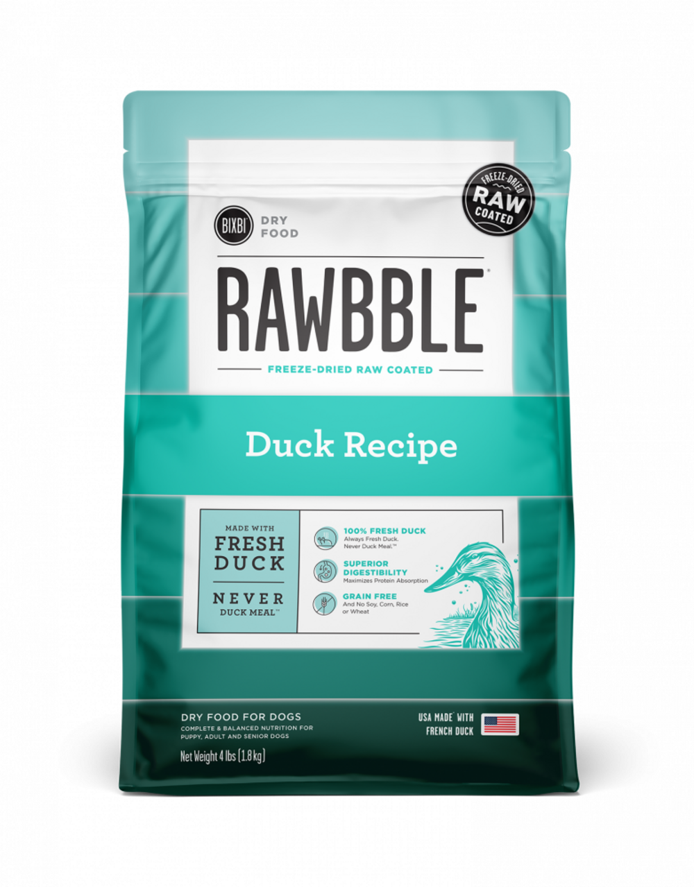 Bixbi Rawbble Kibble Grain Free Duck Dog Food
