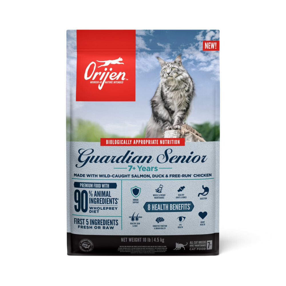 Orijen Dry Senior Cat Food Grain Free Premium High Protein Fresh & Raw Animal Ingredient Guardian Senior