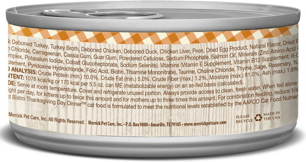 Merrick Purrfect Bistro Thanksgiving Day Dinner Grain Free Canned Cat Food