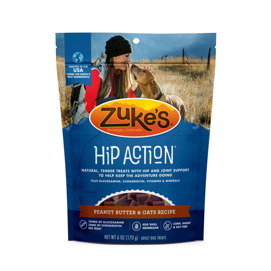 Zukes Hip Action Peanut Butter and Oats Dog Treats with Glucosamine and Chondroitin