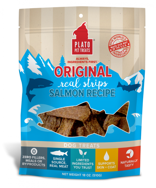 Plato All Natural Salmon Strips Dog Treats