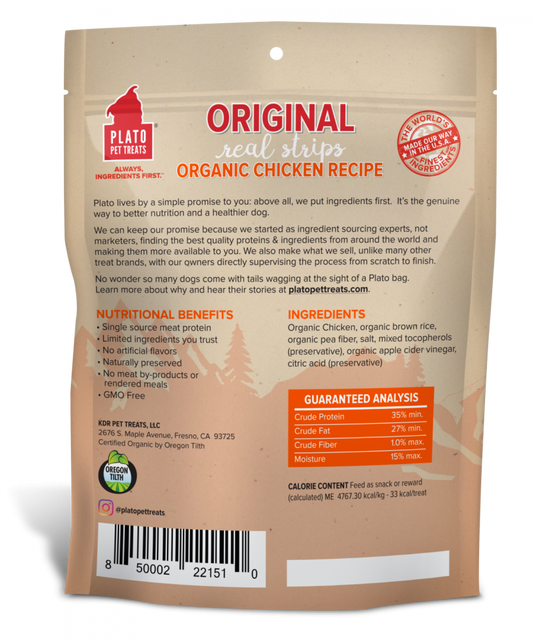 Plato Organic Chicken Strips Dog Treats