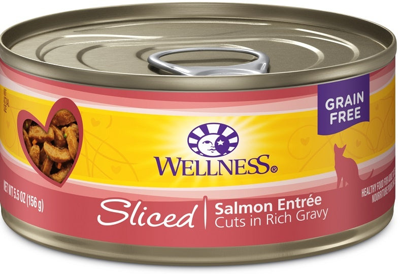 Wellness Grain Free Natural Sliced Salmon Entree Wet Canned Cat Food