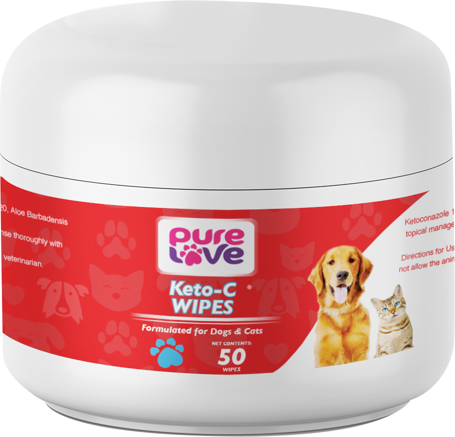 Pure Love Ketoconazole 1%, Chlorhexidine 2% Antiseptic Wipes for Dogs and Cats