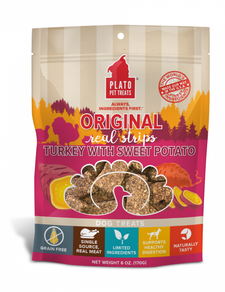 Plato Grain Free Real Strips Turkey With Sweet Potato Dog Treats