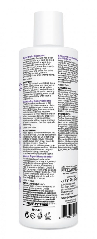 John Paul Pet Super Bright Moisturizing Shampoo For Dogs And Cats