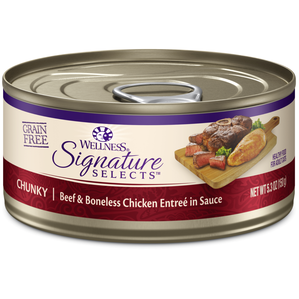 Wellness Signature Selects Grain Free Natural Beef and White Meat Chicken Entree in Sauce Wet Canned Cat Food