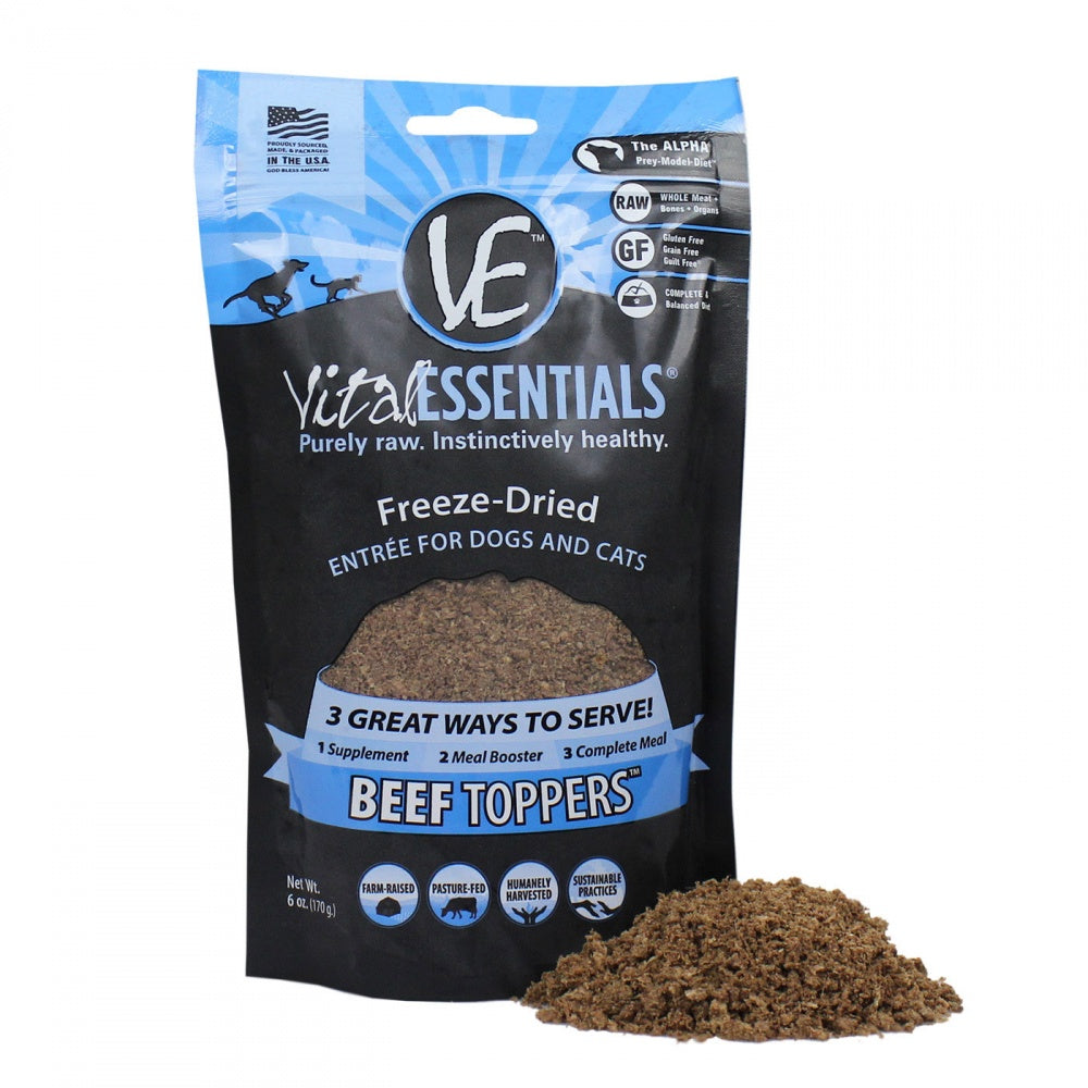 Vital Essentials Freeze Dried Beef Toppers for Cats and Dogs Food