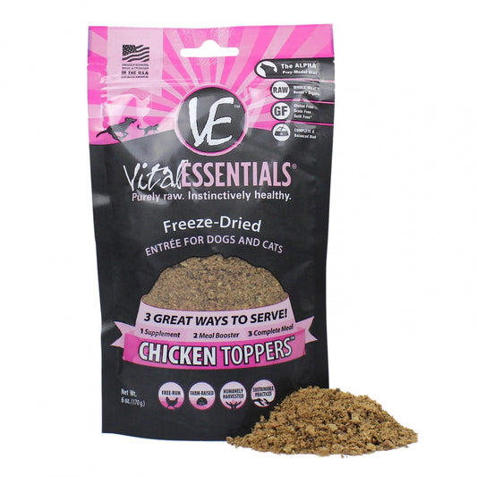 Vital Essentials Freeze Dried Chicken Toppers for Cats and Dogs Food