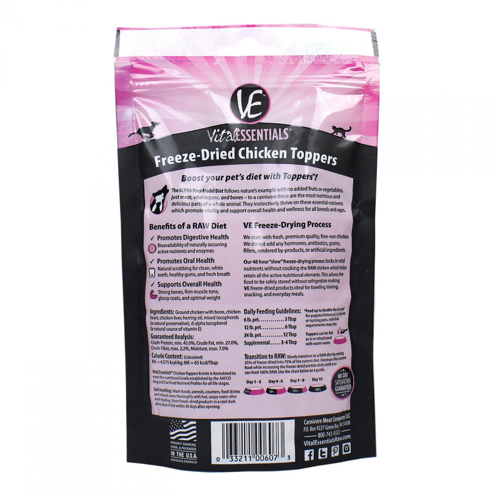 Vital Essentials Freeze Dried Chicken Toppers for Cats and Dogs Food