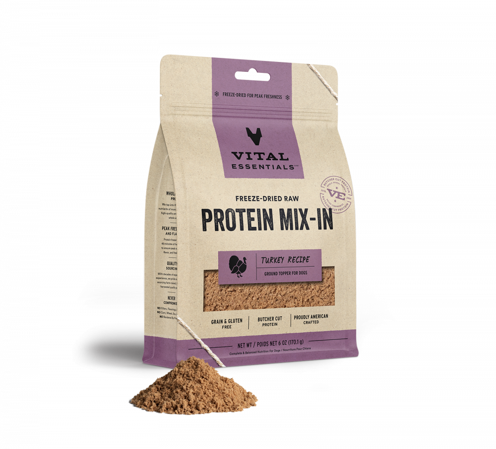 Vital Essentials Freeze Dried Turkey Toppers for Cats and Dogs Food