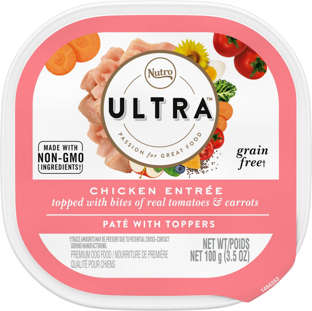 Nutro Ultra Grain-Free Chicken Entree Pate with Tomatoes and Carrots Adult Wet Dog Food Trays