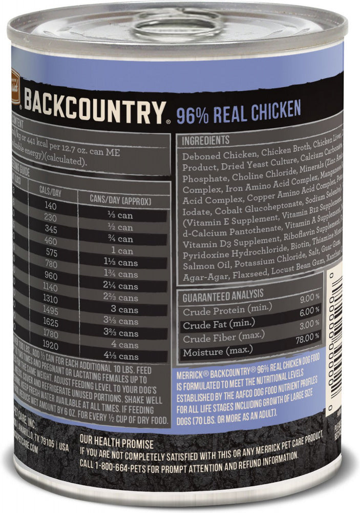 Merrick Backcountry Grain Free Backcountry 96% Chicken Recipe Canned Dog Food